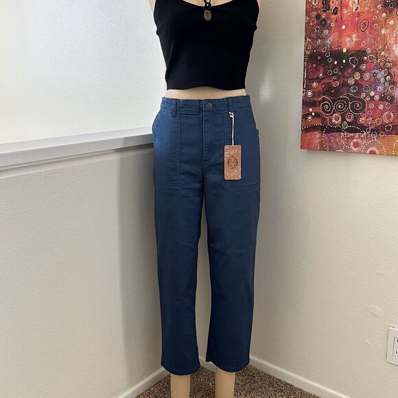 Mason & Belle Pants - Mason & Belle Straight Slim Chino Twill Pants Blue Size 10